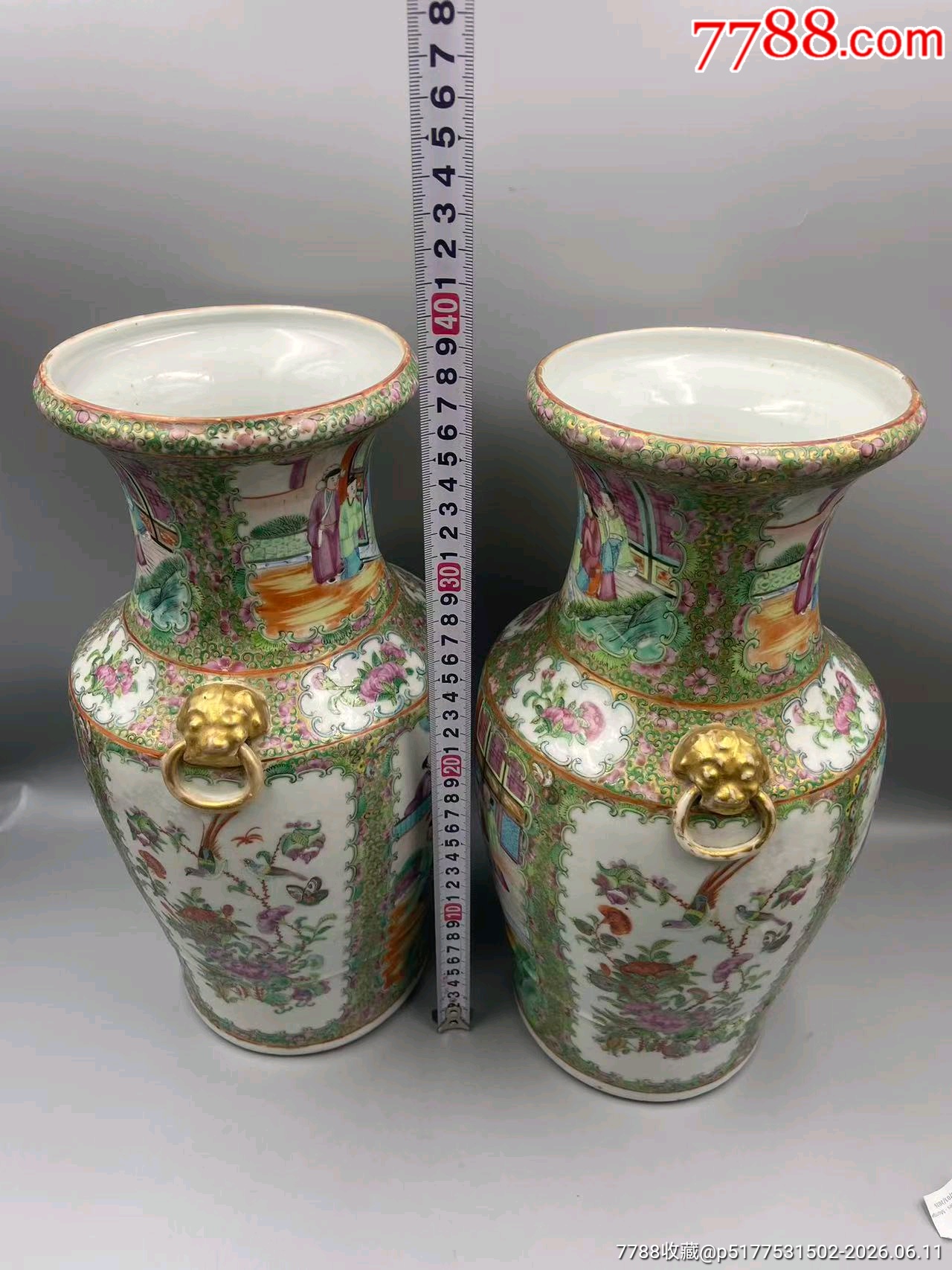歐洲回流，清咸豐細(xì)路廣彩人物盤口尊一對(duì)。品相：全品尺寸：如圖?。?！買_價(jià)格6864元_第5張_