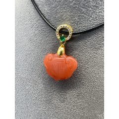 純天然保山南紅如意掛件