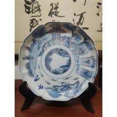 清乾隆青花山水纹蒜头瓶_青花瓷_伦回坊四号店【7788老照片】