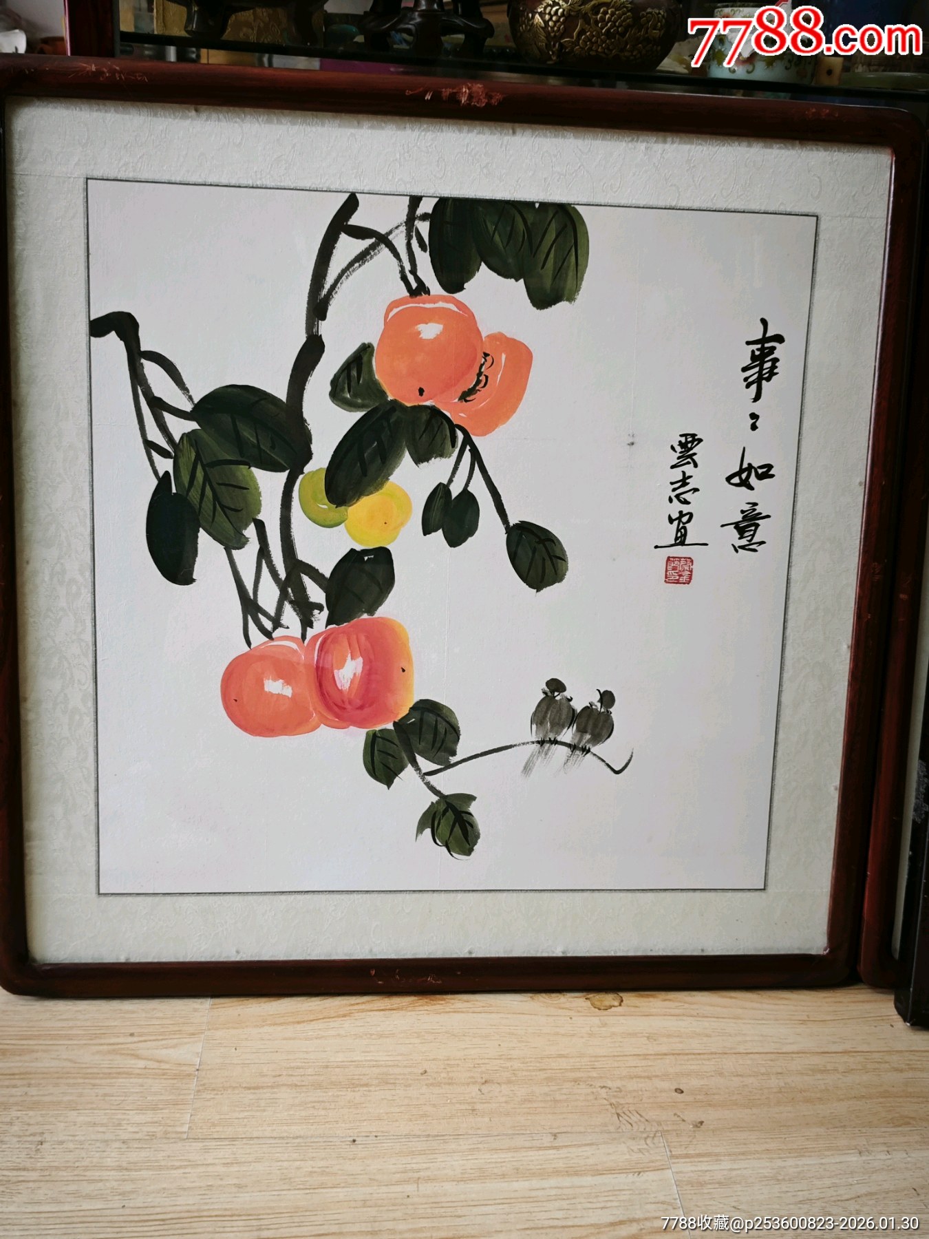 事事如意水墨画-花鸟国画原作-7788搪瓷收藏