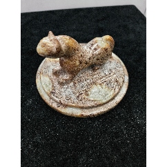 原味完美品純天然玉雕“牛頭紋\獸鈕”大型玉蓋一個(gè)